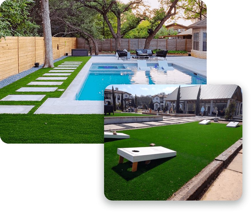 Barton Springs Turf with crushed granite (left), Barton Springs Turf with crushed granite (left) - ask your Turf Advisor for more details.
