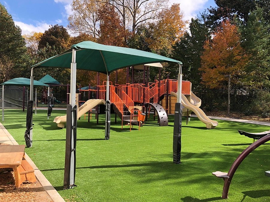 Playground with artificial grass